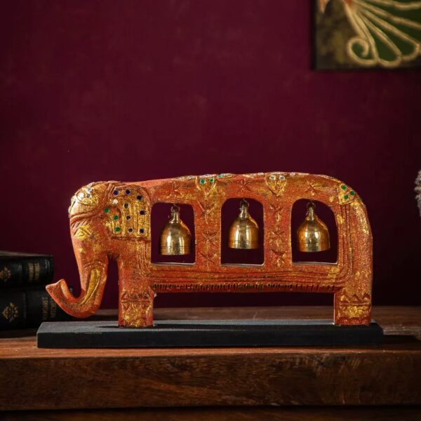 wood carving from Indonesia-Elephant Bell Decoration - Image 3